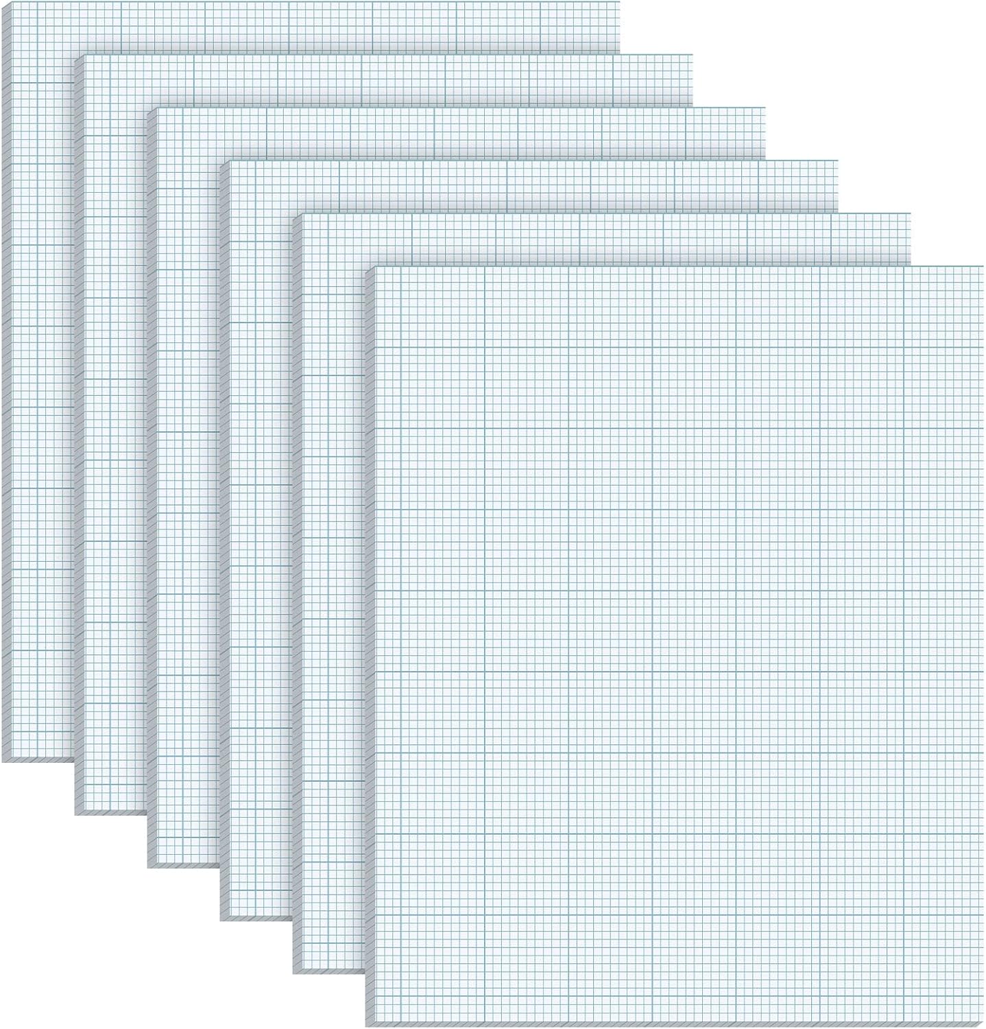 Ctosree 6 blocs cuadrilares de 8.5 x 11 pulgadas, 10 cuadrados por bloc de papel cuadriculado, bloc de sección transversal para dibujo de
