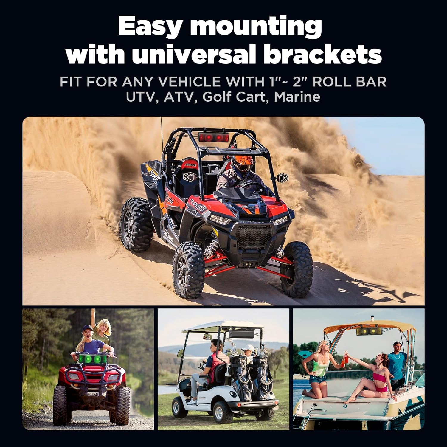 Barra de sonido UTV de 17 pulgadas, barra de sonido ATV Bluetooth con iluminación RGB, barra de sonido amplificada Powersports SXS, barra de sonido