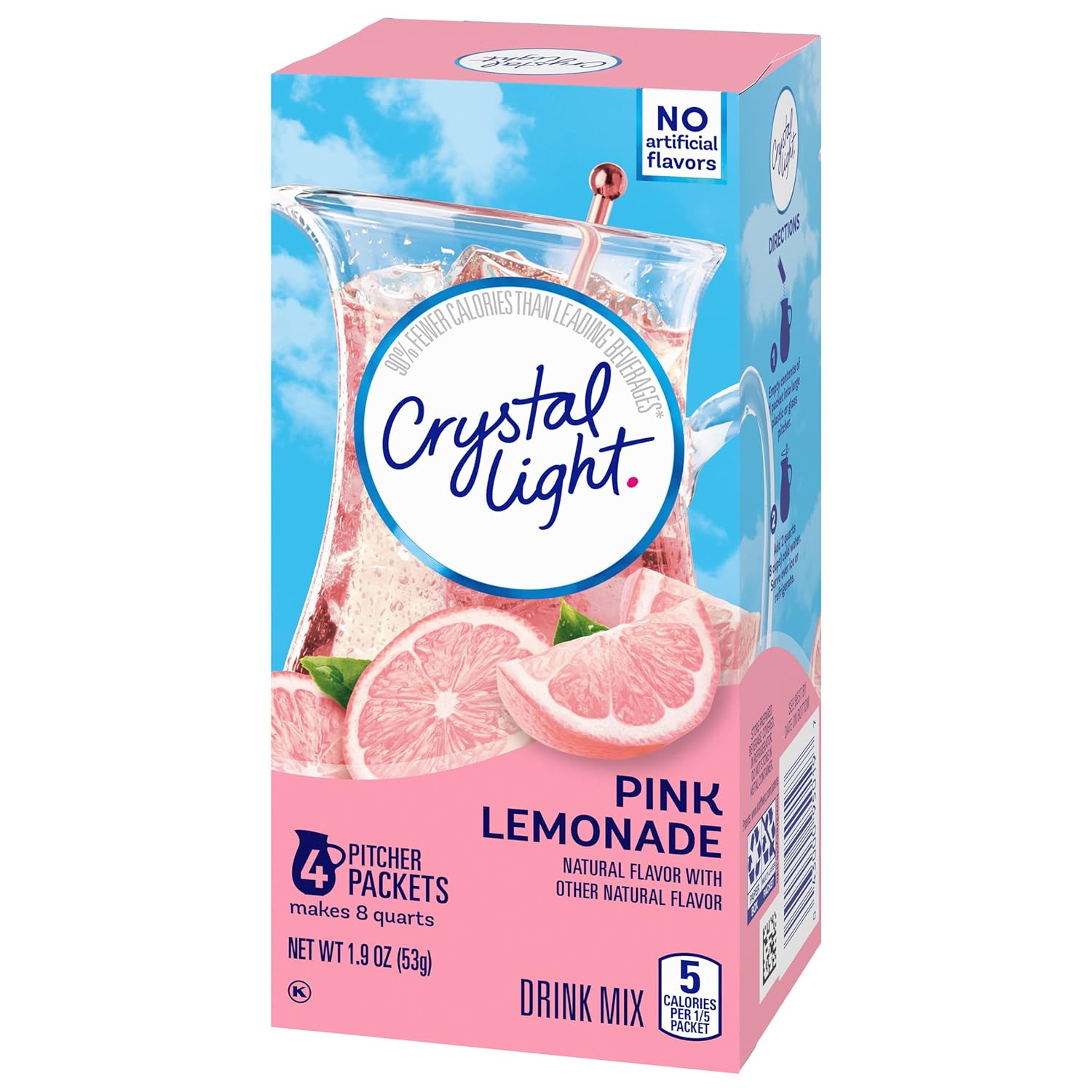Crystal Light Mezcla de bebida en polvo con sabor natural a limonada rosada sin azúcar, 4 paquetes para jarra (paquete de 3)