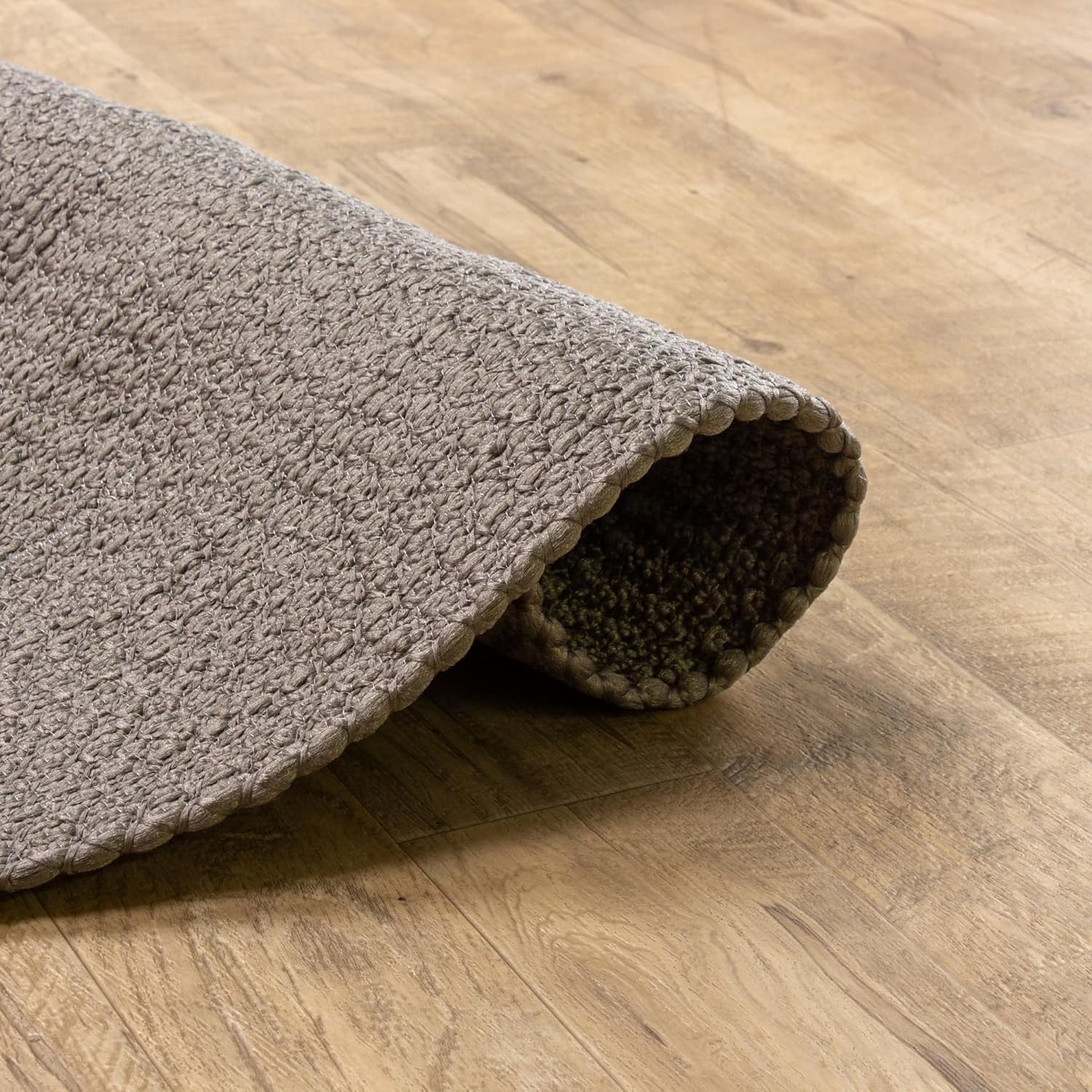 Super Area Rugs Alfombra trenzada gris para cocina campestre, alfombra primitiva duradera, ovalada, 4 x 6 pies