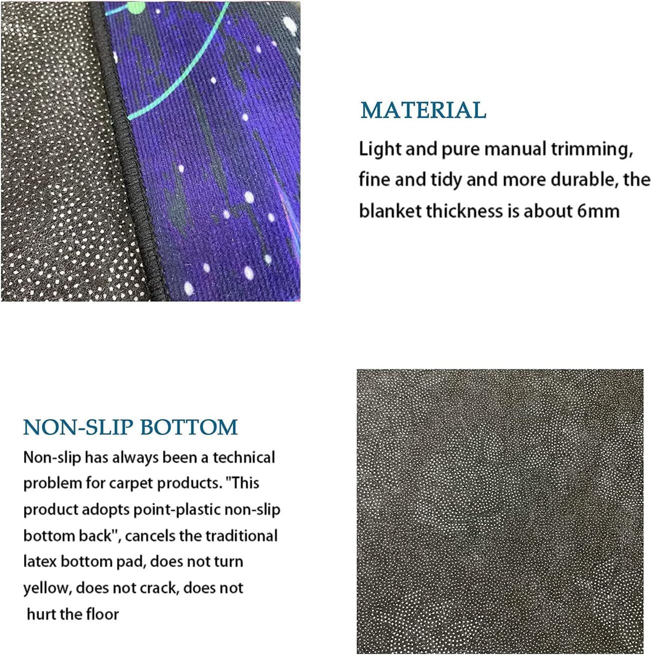 Rafaelle Alfombra de área con galaxia y cielo estrellado y azul y morado, alfombra espacial para niñas, niños, dormitorio, sala de estar, tapete