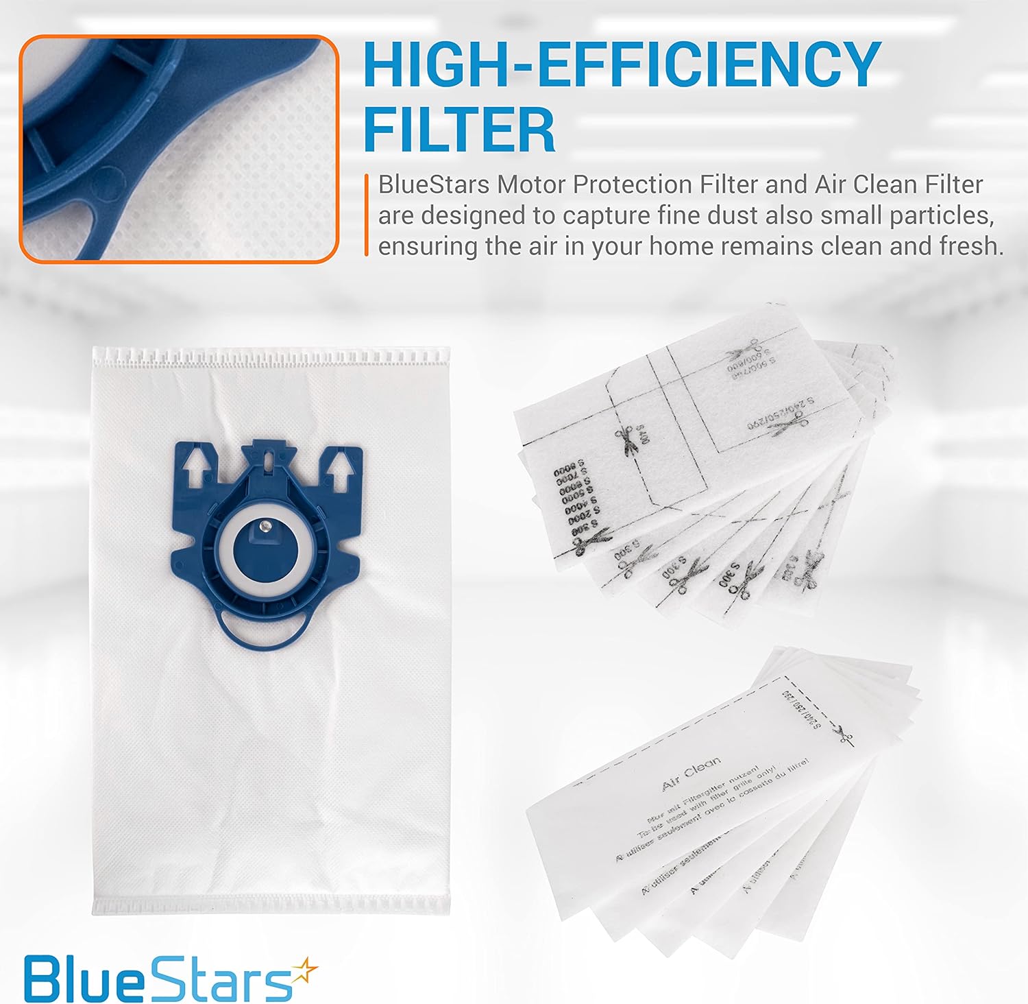 BlueStars Paquete de 12 bolsas de repuesto 3D Airclean para Miele GN bolsas de aspiradora para Miele Classic C1 Complete C1 Complete C2 Complete C3