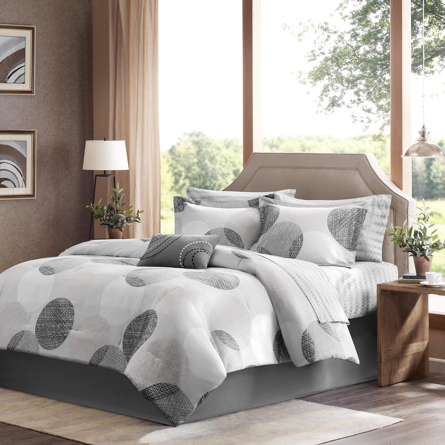 Madison Park Essentials – Juego de cama completo de 9 piezas que incluye un edredón cálido con diseño en colores vibrantes y relleno alternativo