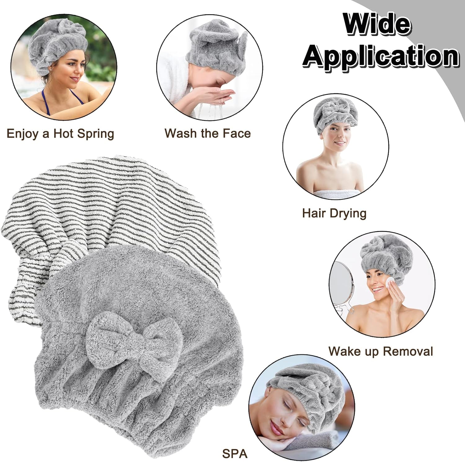 HMIEPRS Paquete de 2 toallas de microfibra para el cabello, gorro de secado rápido, toalla suave absorbente y 2 peines para cabello rizado, largo y