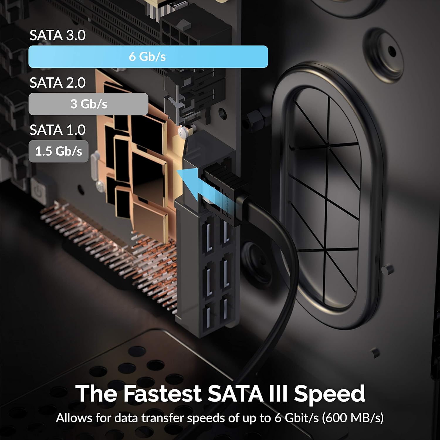 SABRENT Cable de datos SATA III (6 Gbits) en ángulo recto con pestillo de bloqueo para unidades HDDSSDCD y DVD (paquete de 3 unidades de 20