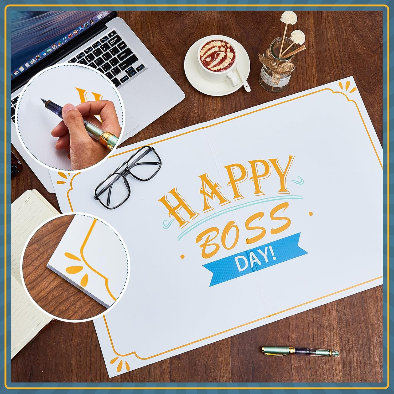 Cholemy Tarjetas de agradecimiento con sobres de invitación, divertida tarjeta de cumpleaños de jefe con sobres blancos, tarjeta de felicitación del