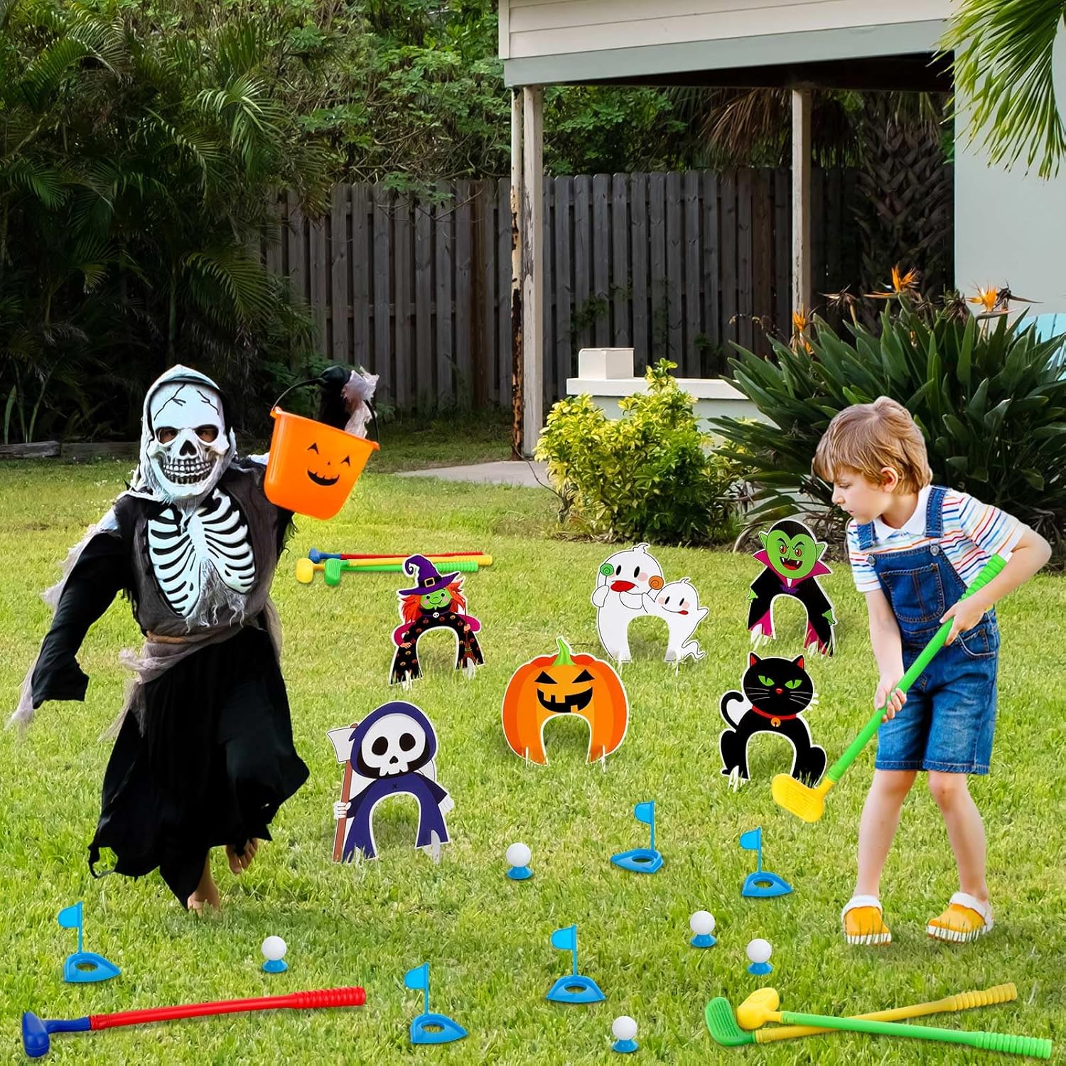 Juego de 42 piezas de mini golf de Halloween, pelotas de golf de plástico para mini golf, juego de golf para interiores y exteriores, juguetes de