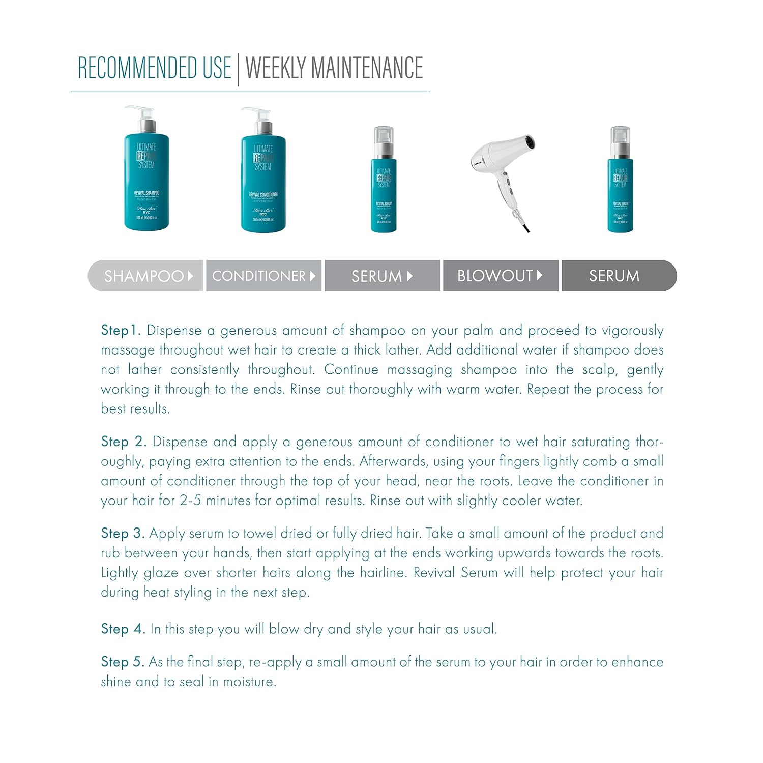 HAIR BAR NYC Ultimate Repair System Revival Conditioner  Tratamiento capilar para cabello seco dañado  Acondicionador profundo para cabello seco