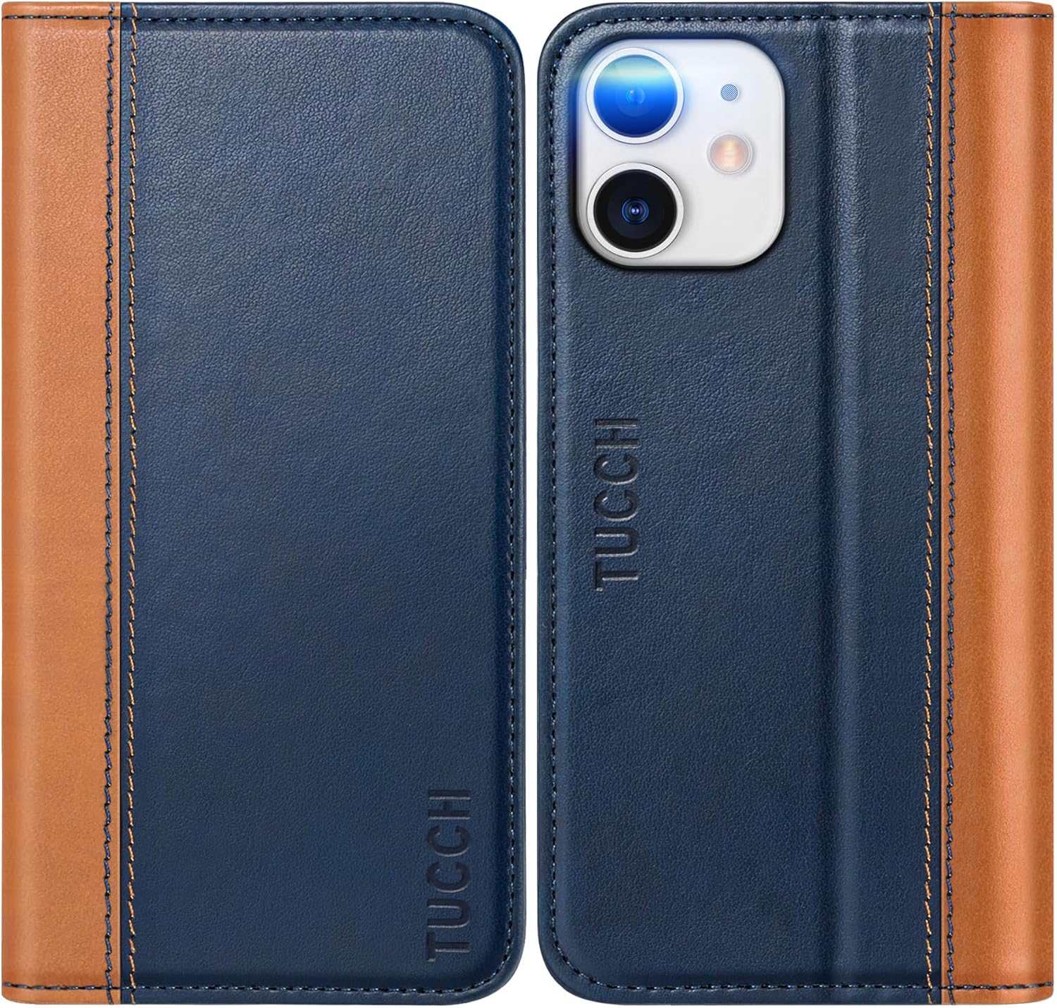 TUCCH Funda para iPhone 12 ProiPhone 12 5G, piel sintética, con función atril ranura para tarjetas funda funda interior de TPU protectora compatible