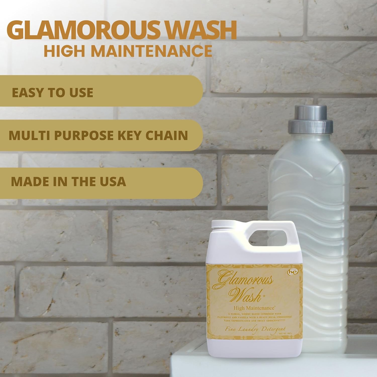 Worldwide Nutrition Paquete, 2 artículos Tyler Glamorous Wash Detergente líquido de alto mantenimiento con aroma fino para ropa – Contenedor de