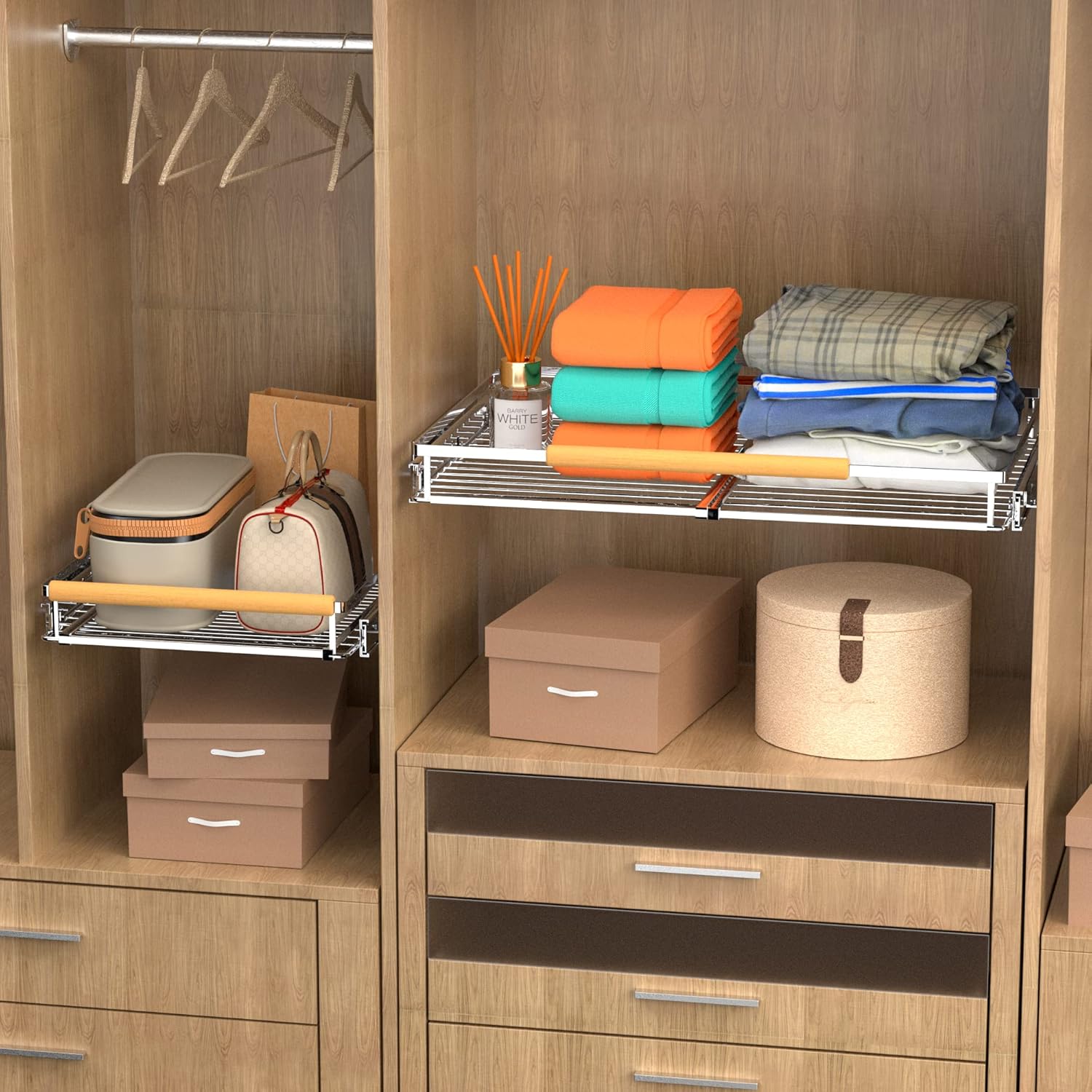 Cajones deslizantes extensibles extraíbles para gabinetes, cesta organizadora de gabinete deslizante resistente, estantes de despensa extraíbles