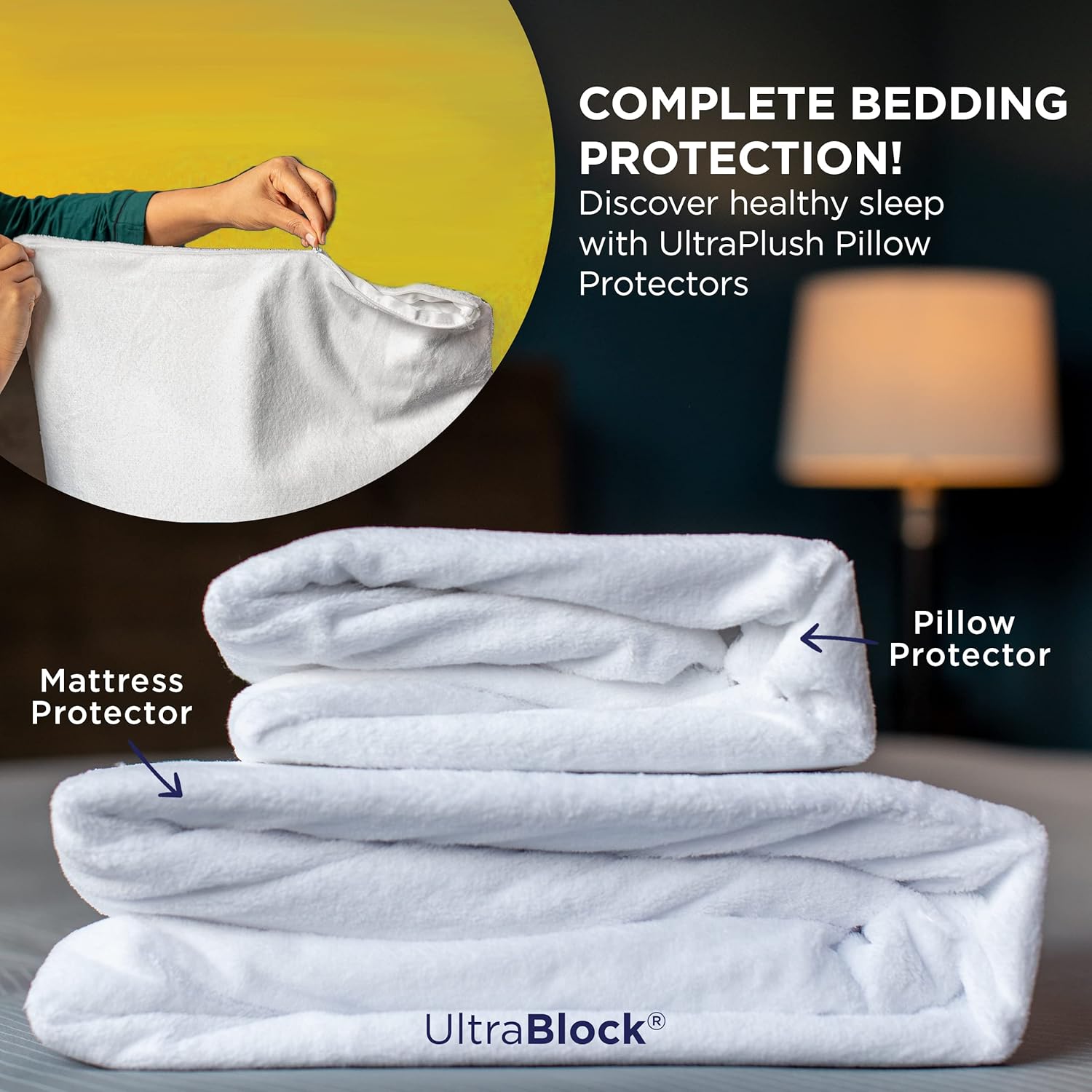 Protector de colchón impermeable UltraBlock Premium, protector de almohada impermeable, algodón suave con funda de toalla