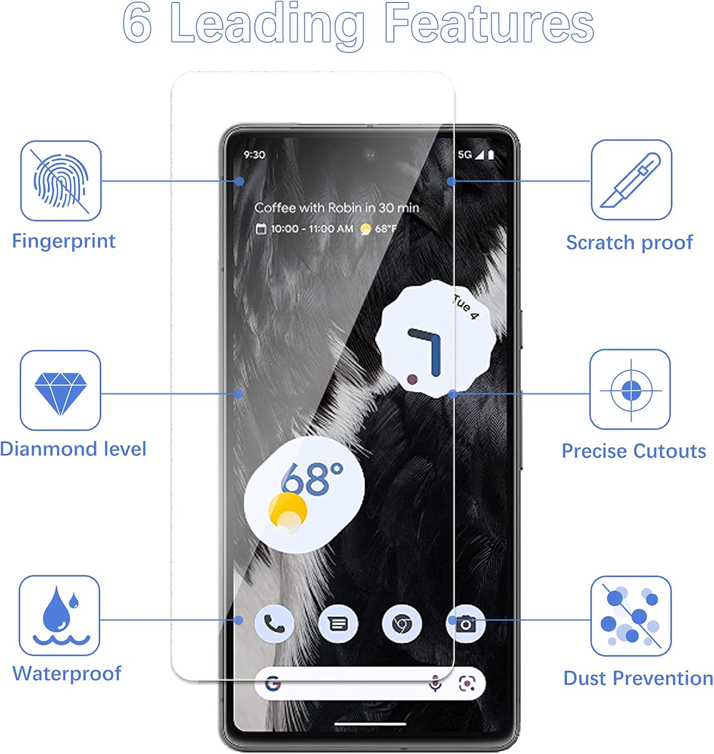 Paquete de 3 protectores de pantalla para Google Pixel 7 con 3 protectores de lente de cámara, vidrio templado 9H, sin burbujas, antiarañazos, fácil