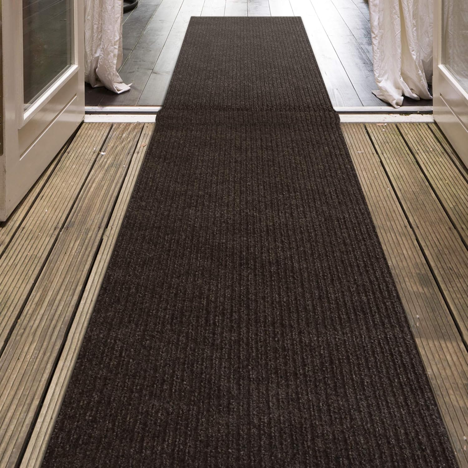 Alfombra de corredor iCustomRug para interioresexteriores, muchos tamaños disponibles, Marrón
