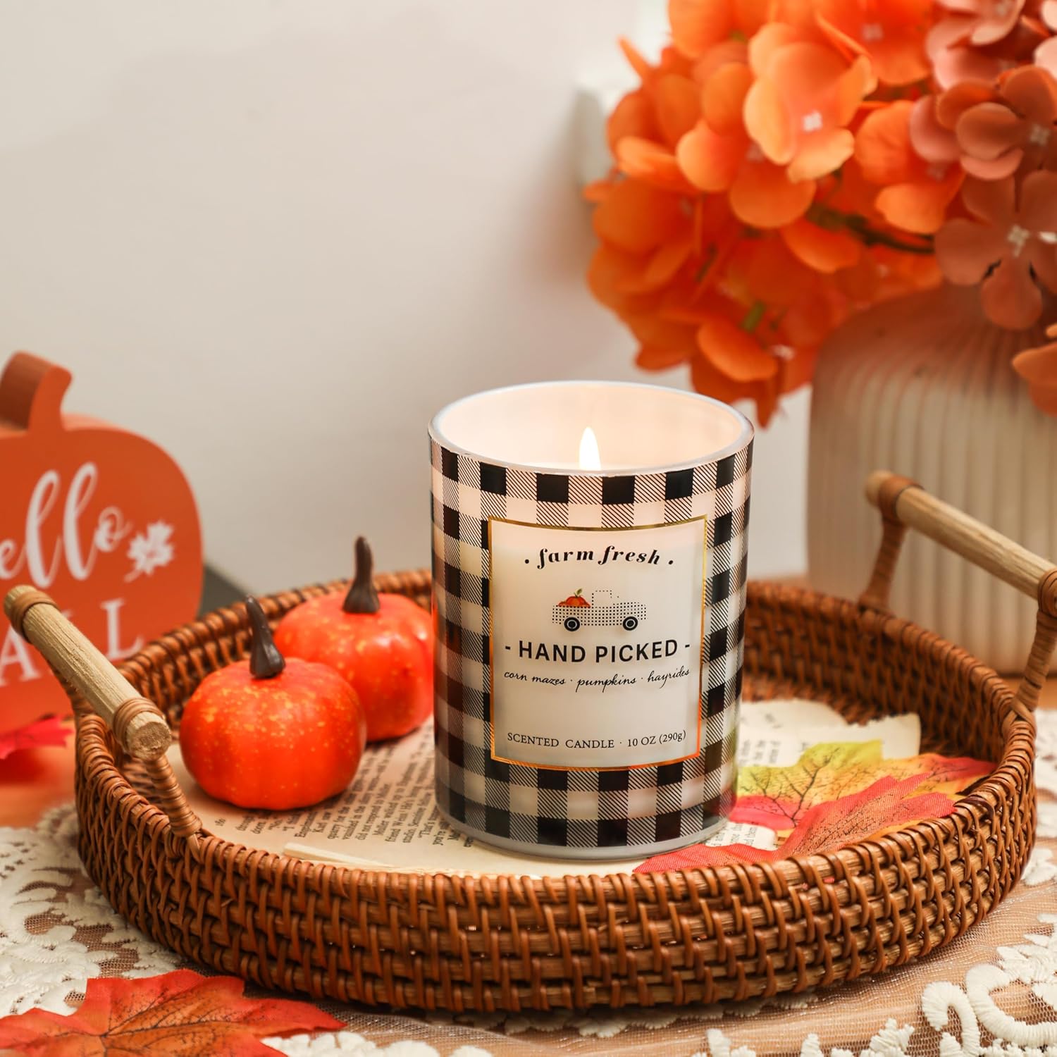 Vela perfumada de calabaza, regalo de otoño y Halloween, 10 onzas, vela en tarro de cera de soja para camión, vela prémium para el hogar (camión)