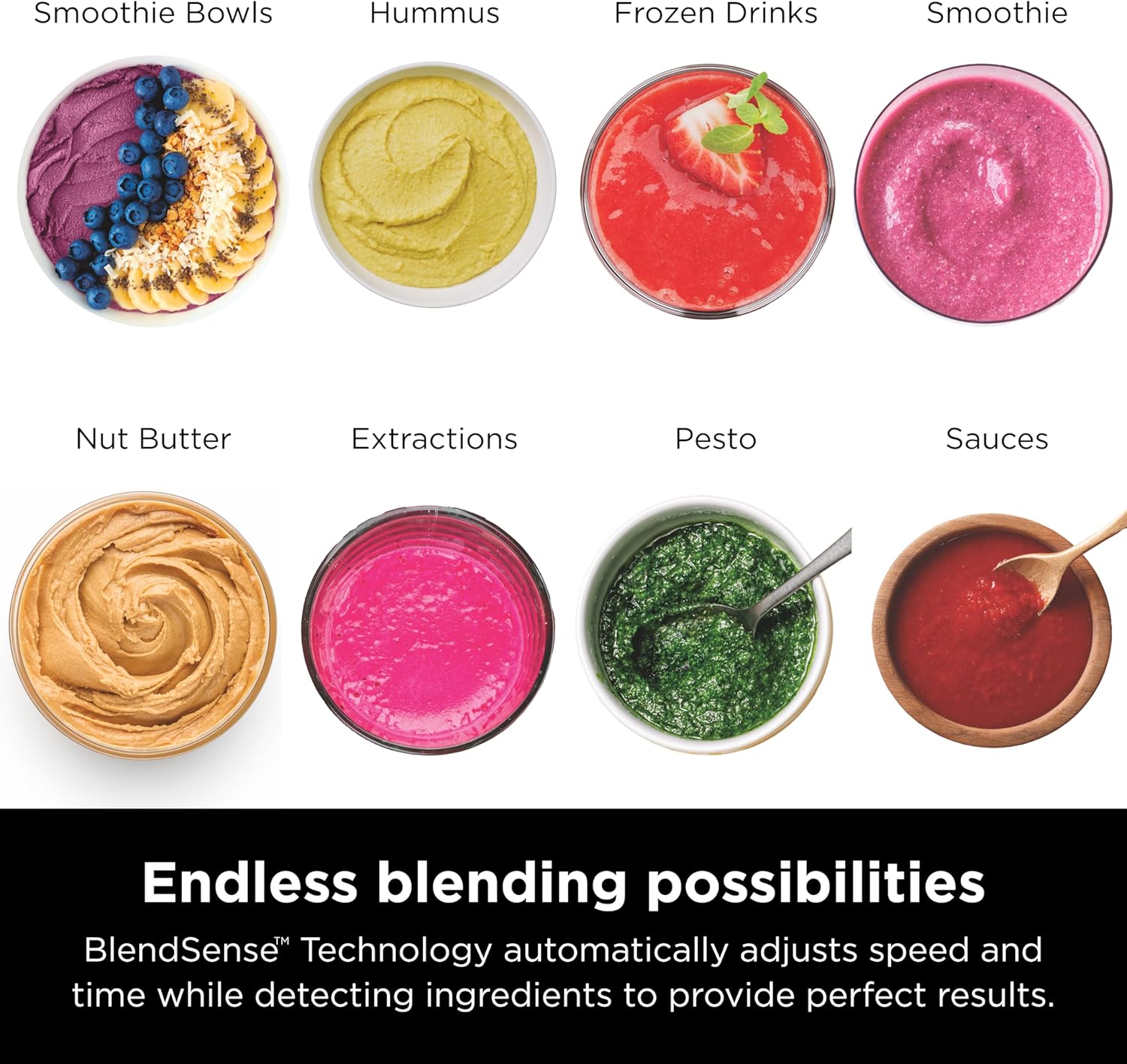 Ninja TB201 Detect Power Blender Pro, tecnología BlendSense, para batidos, batidos y más, 1800 vatios de pico, 72 onzas, jarra, licuadora, negro