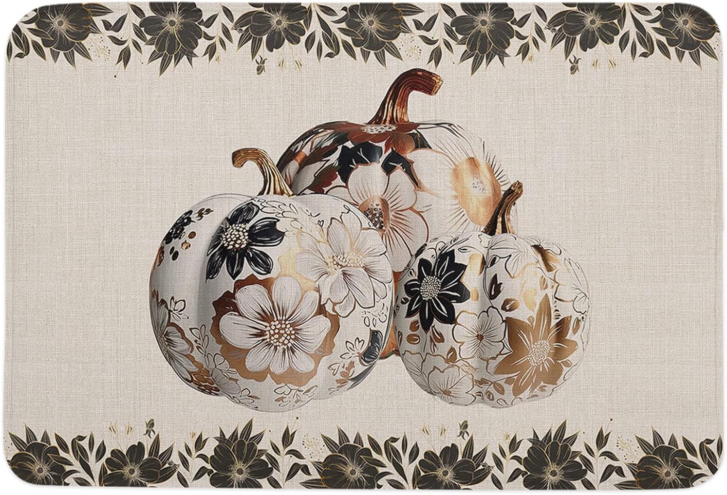 Fall Bathroom Rugs Maple Leaf Pumpkin Gnomes Fall Bath Mat Sponge Doormat, Happy Fall Y’all Bath Mat Non Slip Washable Durable Carpet for Bathroom