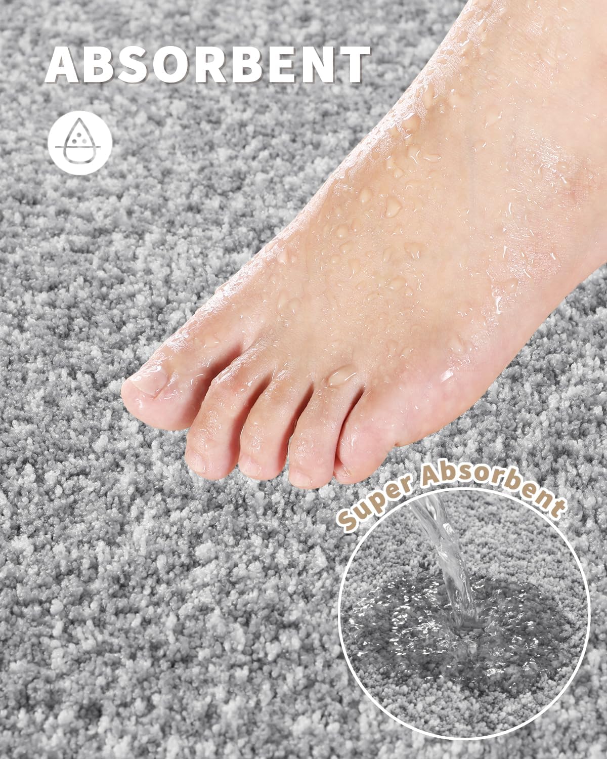 Yimobra Alfombras de baño, extra suaves y cómodas, antideslizantes, absorbentes de agua y gruesas, lavables a máquina, alfombras peludas para ducha