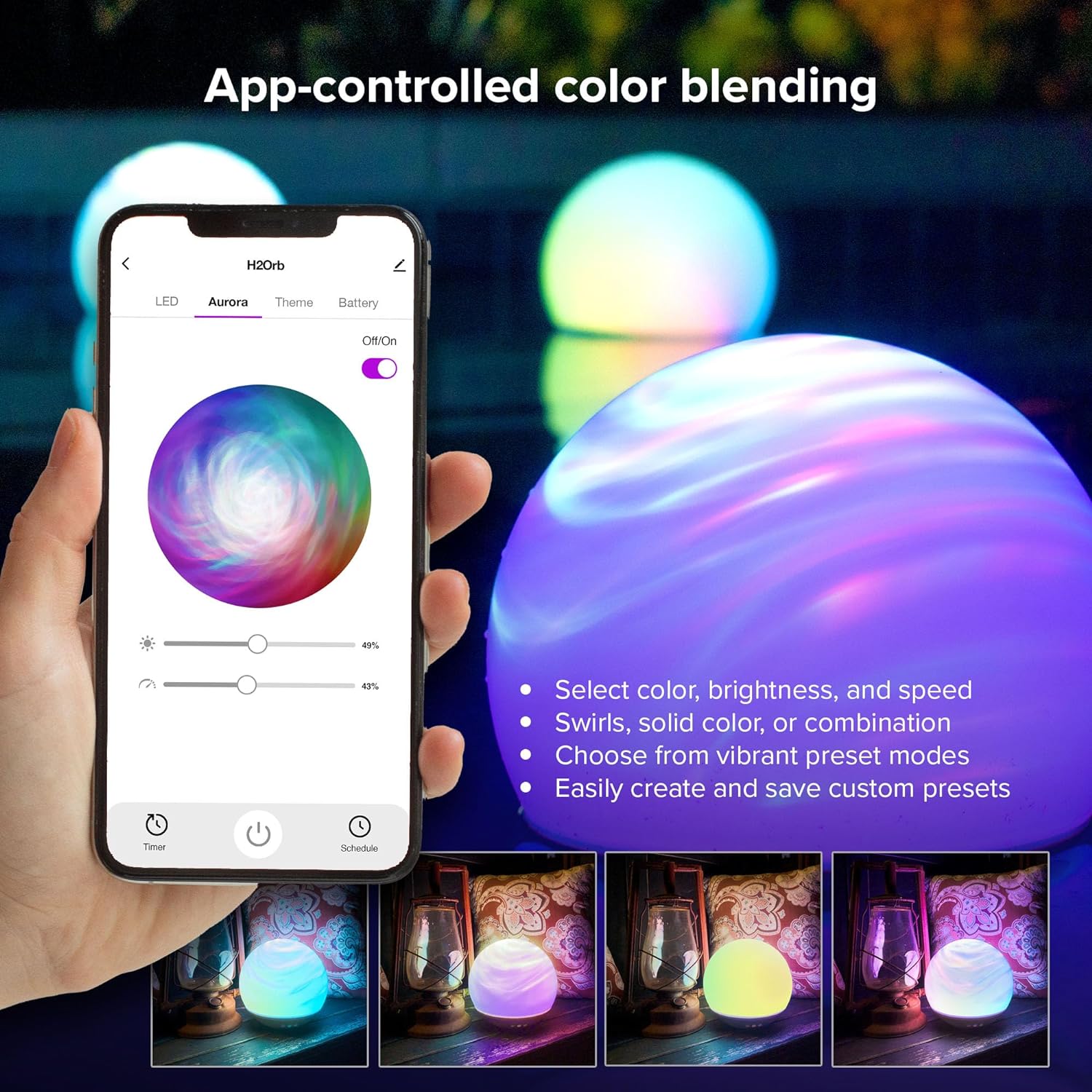 BlissLights H2Orb (IP67) x Oblivia – Paquete de proyector de nube para exteriores