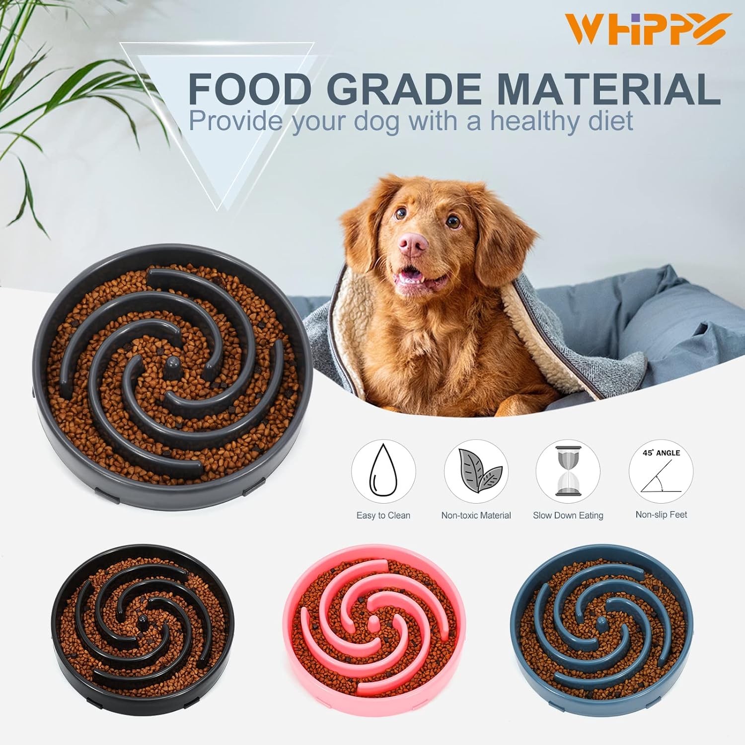 Cuencos de alimentación lenta para perros grandes y medianos antideslizantes, cuenco de rompecabezas para mascotas, platos de alimentación más