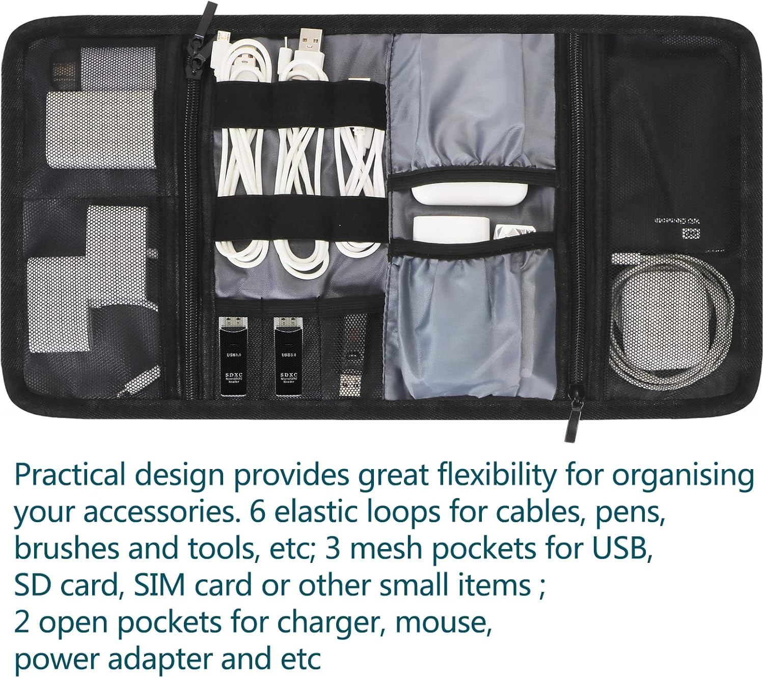 Organizador electrónico de accesorios, impermeable, portátil, bolsa de almacenamiento digital, organizador de cables de viaje, bolsa de transporte