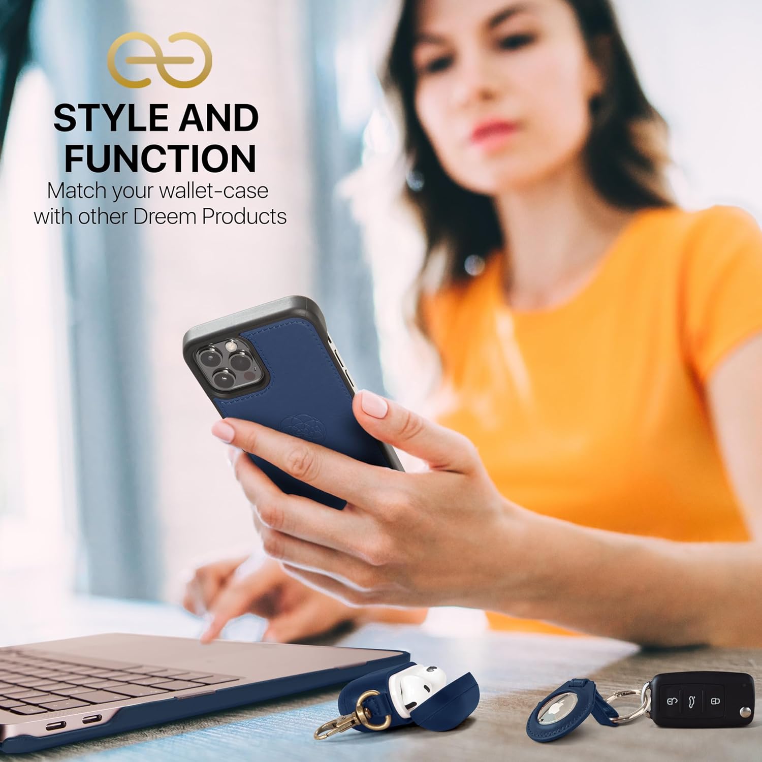 Dreem Fibonacci – Funda tipo cartera para iPhone 15 Pro Max  Funda 2 en 1 a prueba de golpes y funda desmontable de piel vegana, compatible con