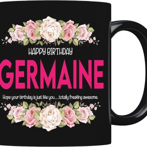 Germaine – Taza de café de cumpleaños, tazas de café con nombre personalizado para mujer, taza de té, ideas de regalo para mamá, hija, esposa, Germaine – Taza de café de cumpleaños, tazas de café con nombre personalizado para mujer, taza de té, ideas de regalo para mamá, hija, esposa,
