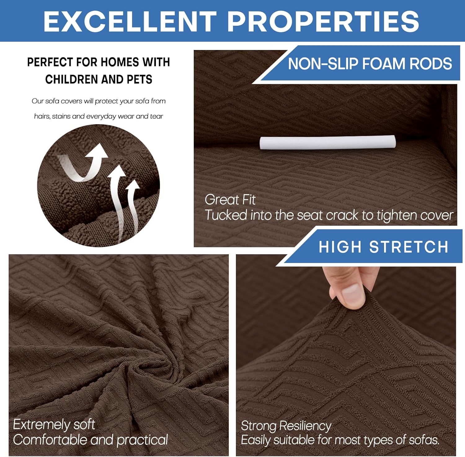Fundas de sofá de 1 pieza para sofá de 2 cojines, fundas elásticas de alta elasticidad de jacquard para sala de estar, mascotas, perros, sofá