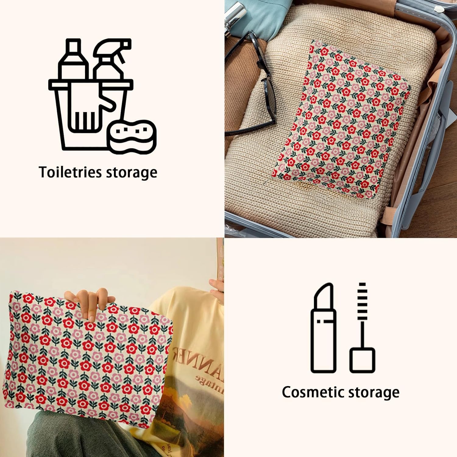 MHDGG Bolsa de maquillaje para mujer, bolsa de cosméticos floral de gran capacidad, bolsas de maquillaje, bolsas de maquillaje para mujer, bolsos de