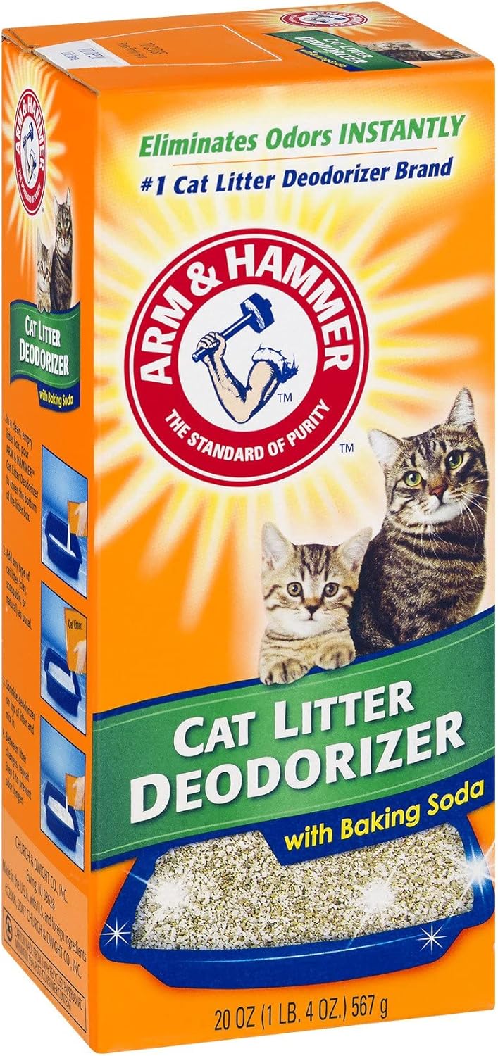 Polvo desodorante de arena para gatos con bicarbonato de sodio, 20 onzas