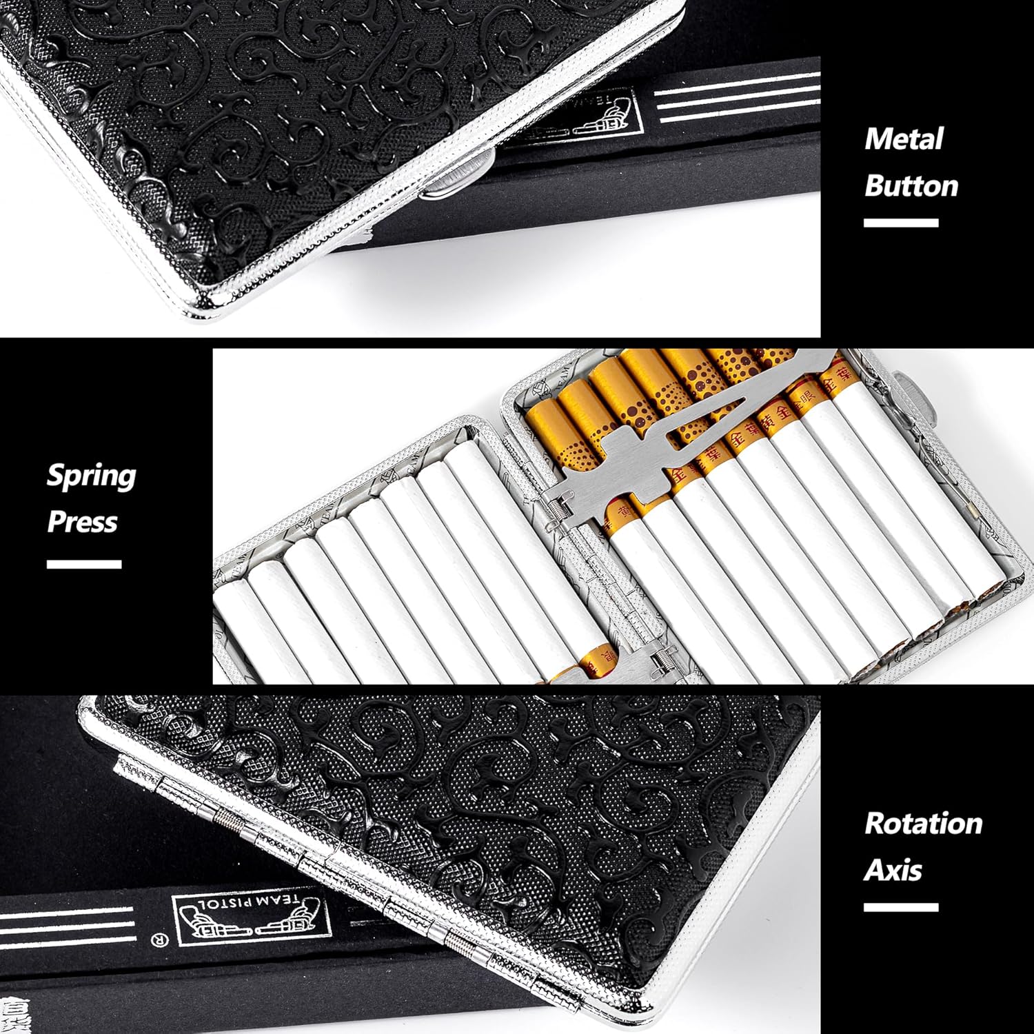 Estuche para cigarrillos (18 Cuero Tangcao Negro)