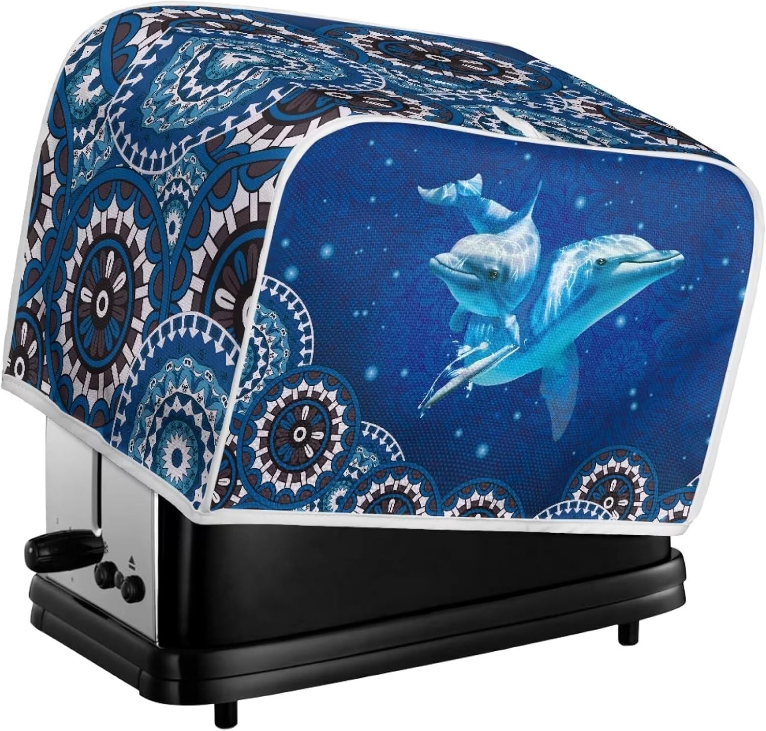 Aztec Blue Dolphins – Cubierta para tostadora de 4 rebanadas para mujer, estilo tribal polinesio, cubierta de electrodomésticos de cocina,