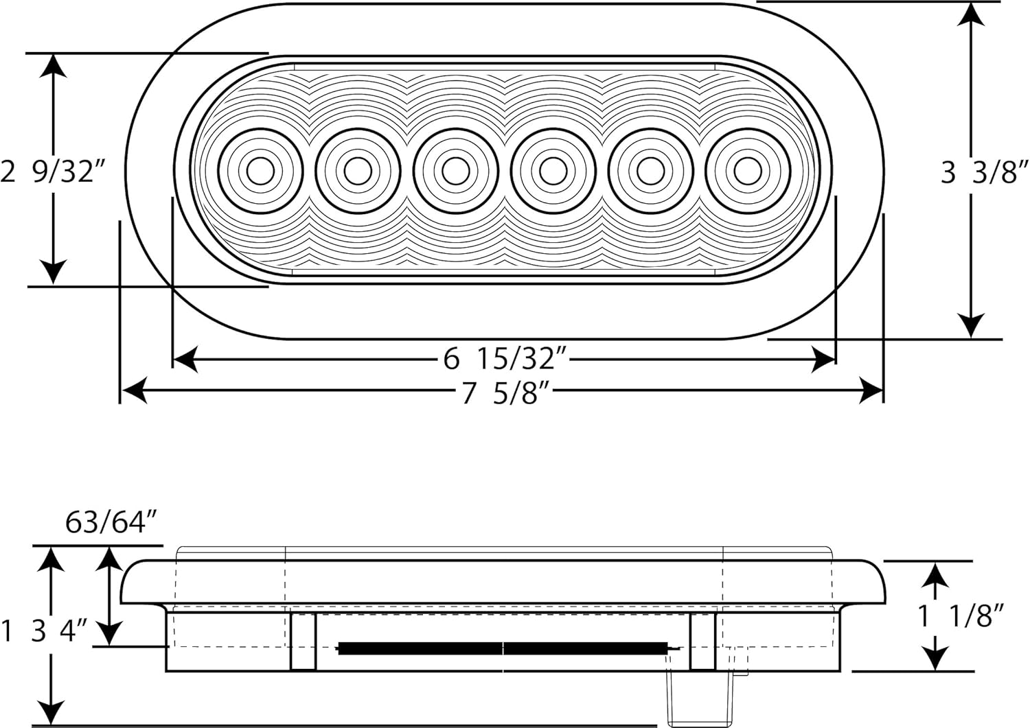Optronics TLL12RK – Kit de luces traseras LED selladas ovaladas de 6 pulgadas, color rojo