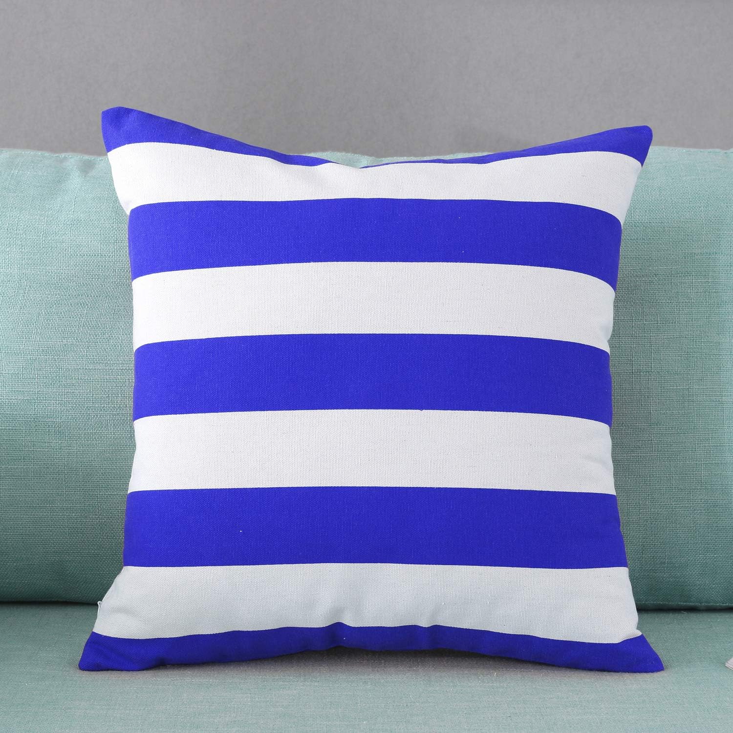 Hogar decorativa algodón lienzo cuadrada funda de almohada funda de cojín rayas cremallera oculta varios colores.