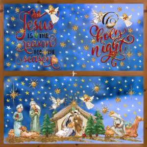Horaldaily 251 calcomanías de Navidad para ventana, decoración de exhibición de vidrio para decoración de Navidad, escena de pesebre, noche santa Horaldaily 251 calcomanías de Navidad para ventana, decoración de exhibición de vidrio para decoración de Navidad, escena de pesebre, noche santa