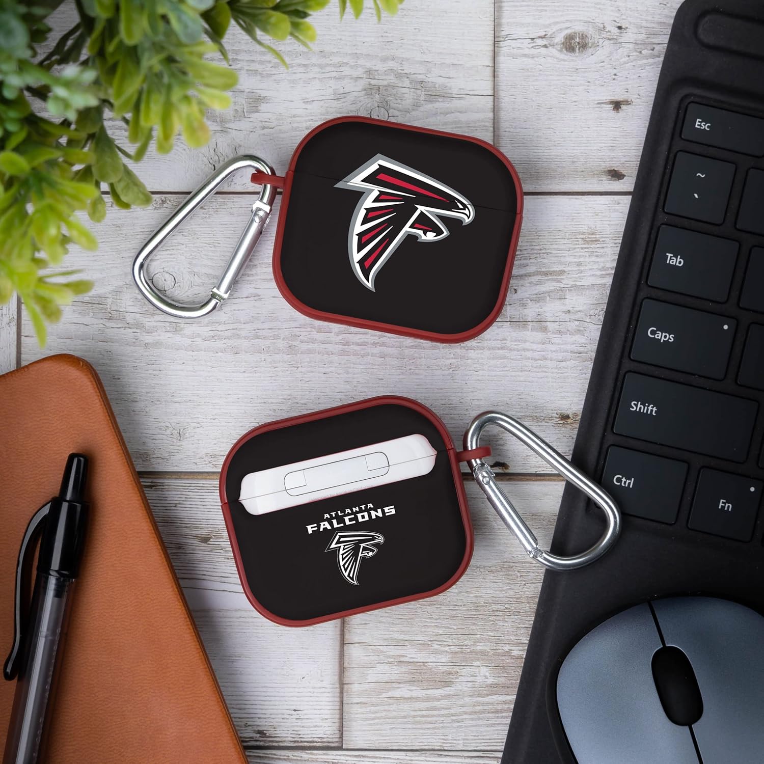 GAME TIME Atlanta Falcons HDX – Funda con nombre personalizado compatible con Apple AirPods Gen 3