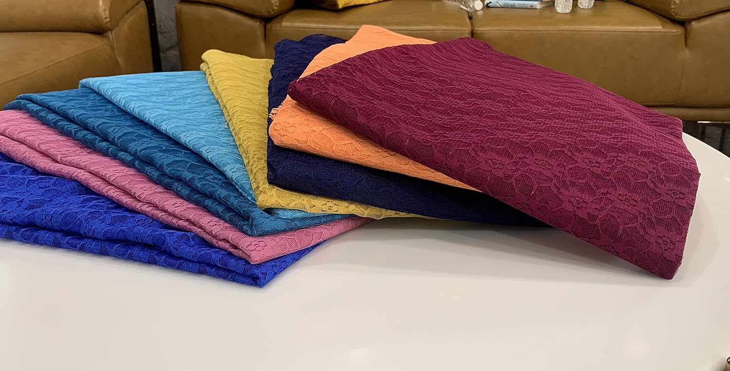 MDS – Paquete de 10 yardas de tela de encaje Raschel sólida, perno de tela de encaje vintage para vestido de novia, moda, manualidades,