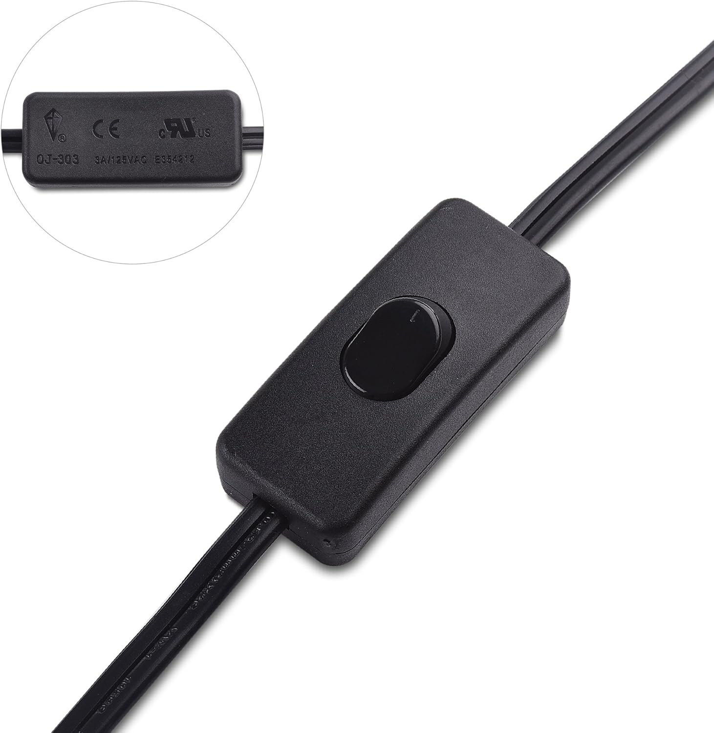 Cable Matters Paquete de 2 cables de luz colgantes con interruptor de 8 pies (cable de luz colganteenchufe de luz con cable) en negro
