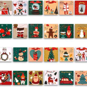 24 mini tarjetas de felicitación de Navidad, 3 x 3 pulgadas, tarjetas de felicitación de Feliz Navidad, tarjetas de Navidad surtidas, paquete de 24 mini tarjetas de felicitación de Navidad, 3 x 3 pulgadas, tarjetas de felicitación de Feliz Navidad, tarjetas de Navidad surtidas, paquete de