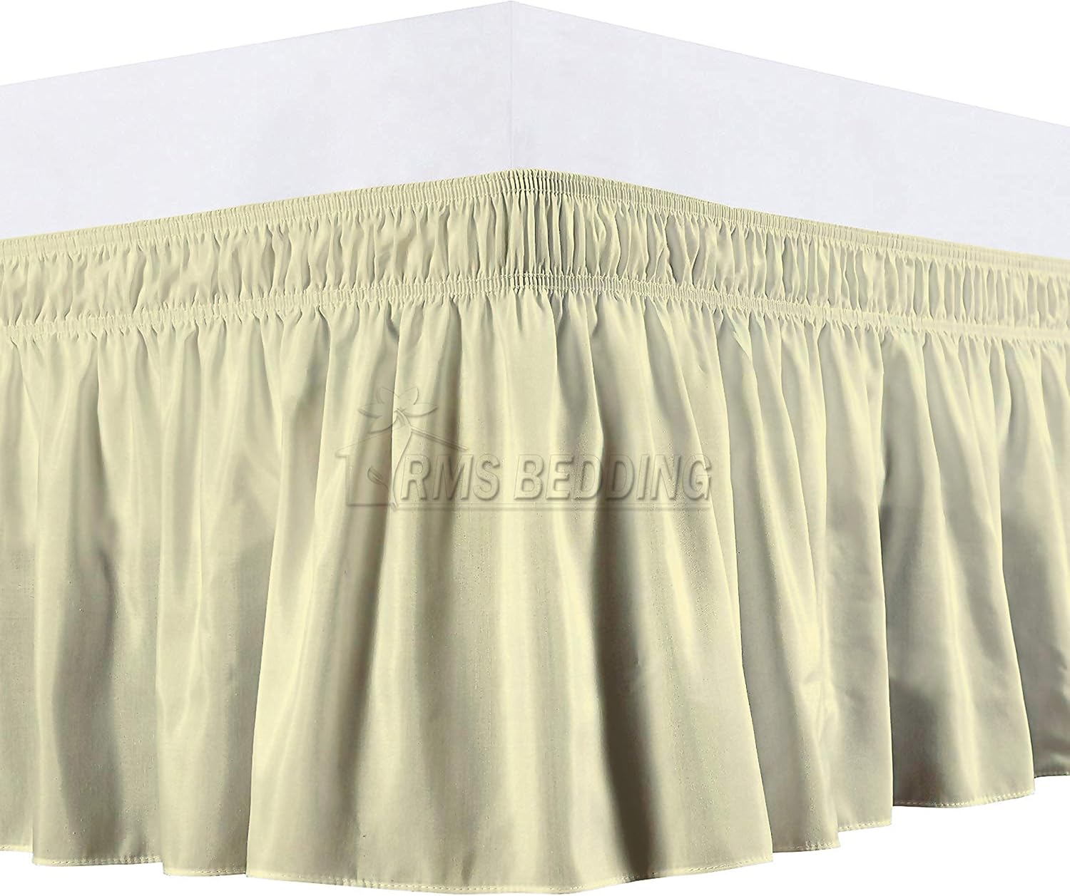 Faldas de cama envolventes con cinturones elásticos ajustables de tres lados de tela, fácil ajuste, resistentes a las arrugas y a la decoloración,