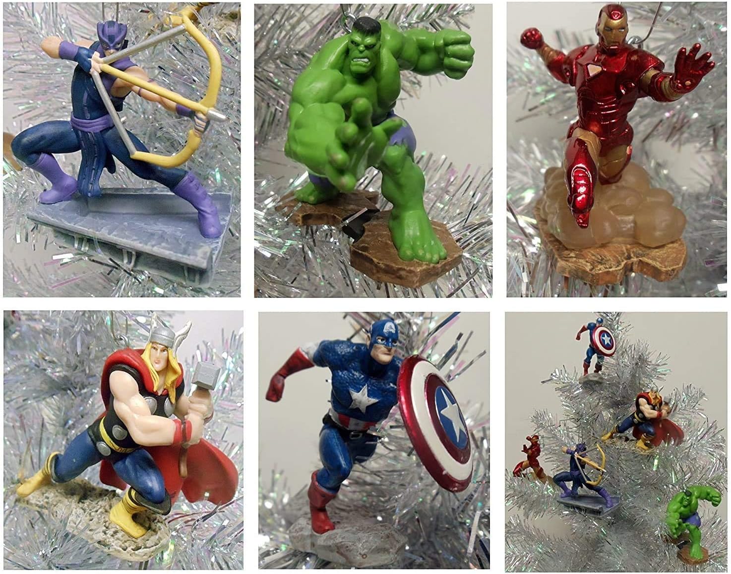 Super Hero Avengers – Juego de adornos aleatorios de 68 piezas con Hulk, Capitán América, Iron Man (diseño único inastillable)