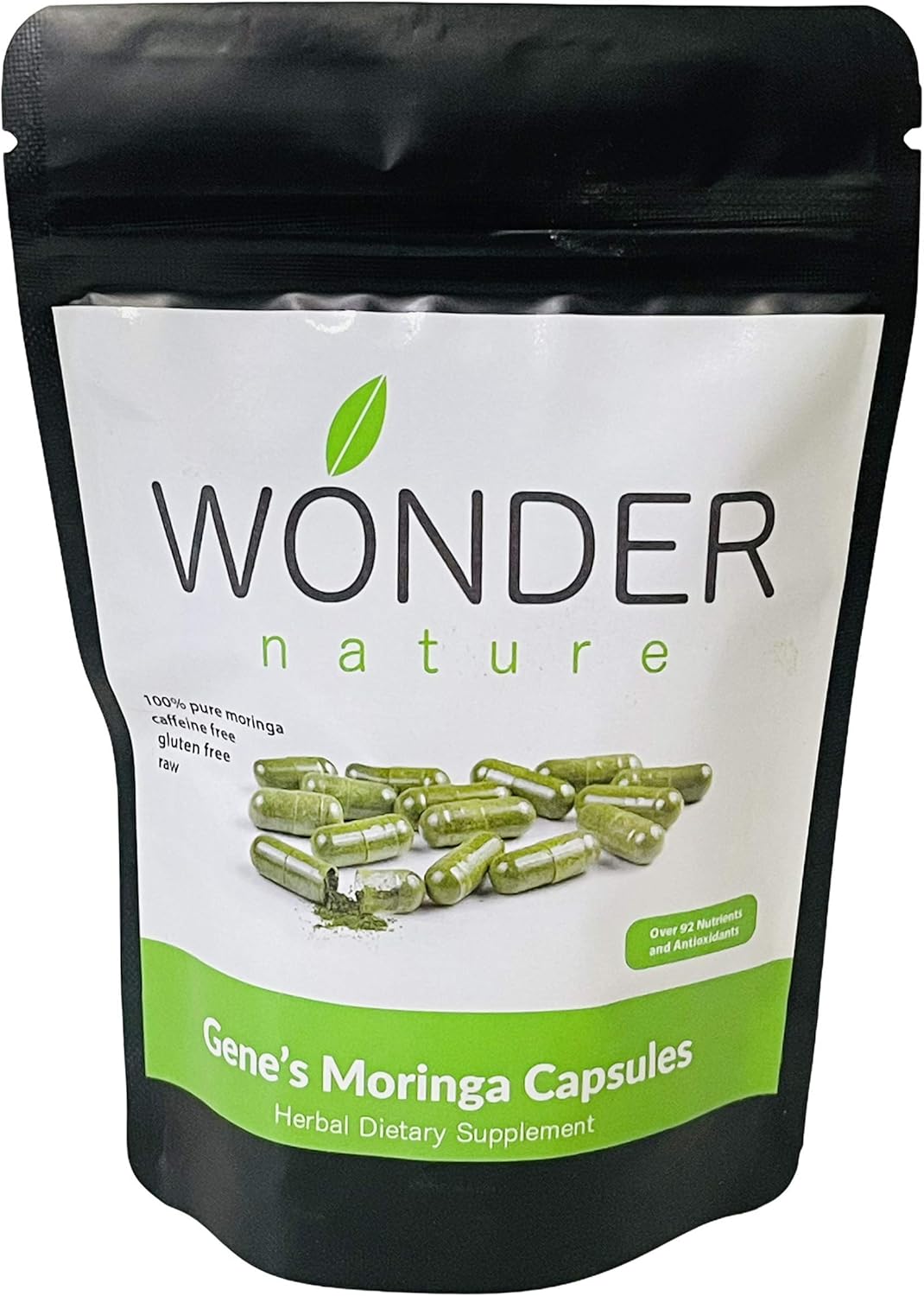 Gene’s Moringa Fine Green Powder 100 Veg. Cápsulas, alta potencia, enfoque energético y alerta, aumenta el sistema inmunológico