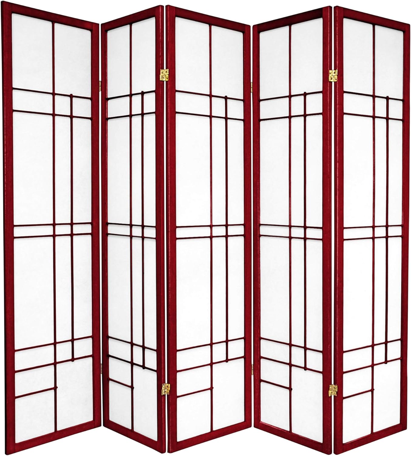 Oriental Furniture – Pantalla Eudes Shoji de 6 pies de alto, palisandro, 5 paneles
