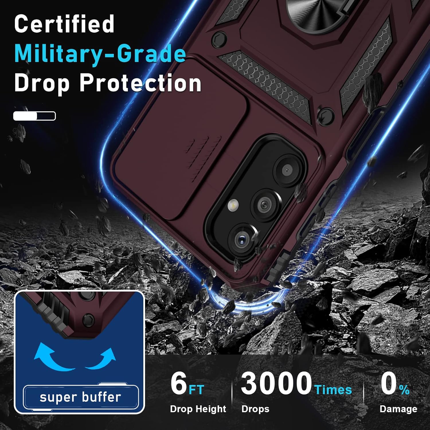 Janmitta Funda para Samsung Galaxy A14 5G integrada, cubierta deslizante para lente de cámara y protector de pantalla, resistente a prueba de