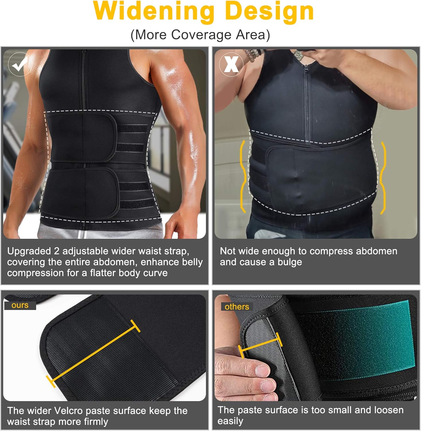 Chaleco de sauna para hombres con cintura con cremallera, neopreno para sauna, sin mangas, chaleco recortador de cintura