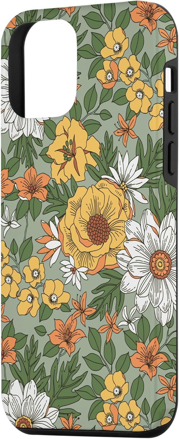 Funda para iPhone 12 mini flores silvestres amarillas flores de verano botánico floral