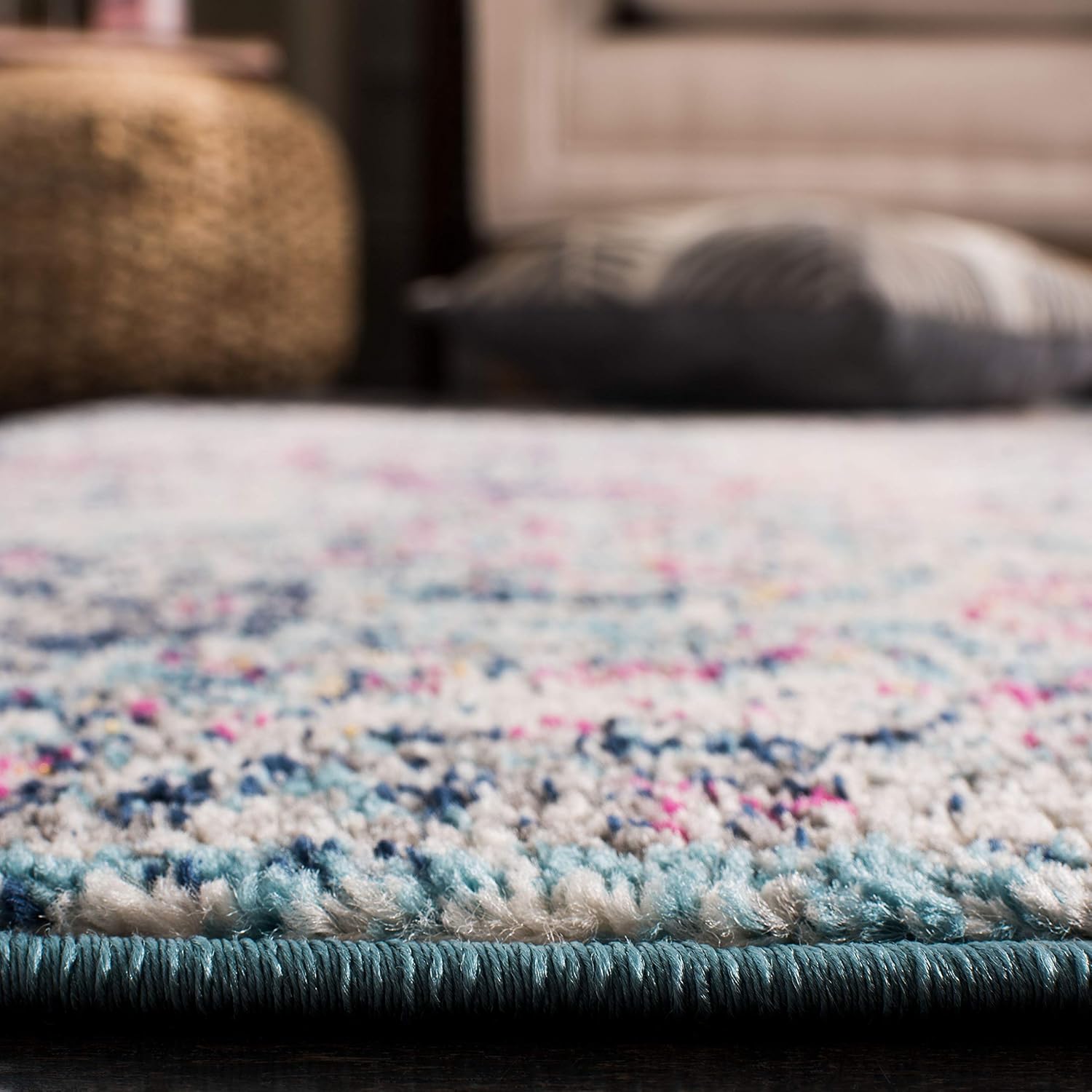 Safavieh – Alfombra de pasillo de 2 pies 3 pulgadas x 16 pies, Madison Collection, color azul marino y verde azulado, bohemia, elegante y