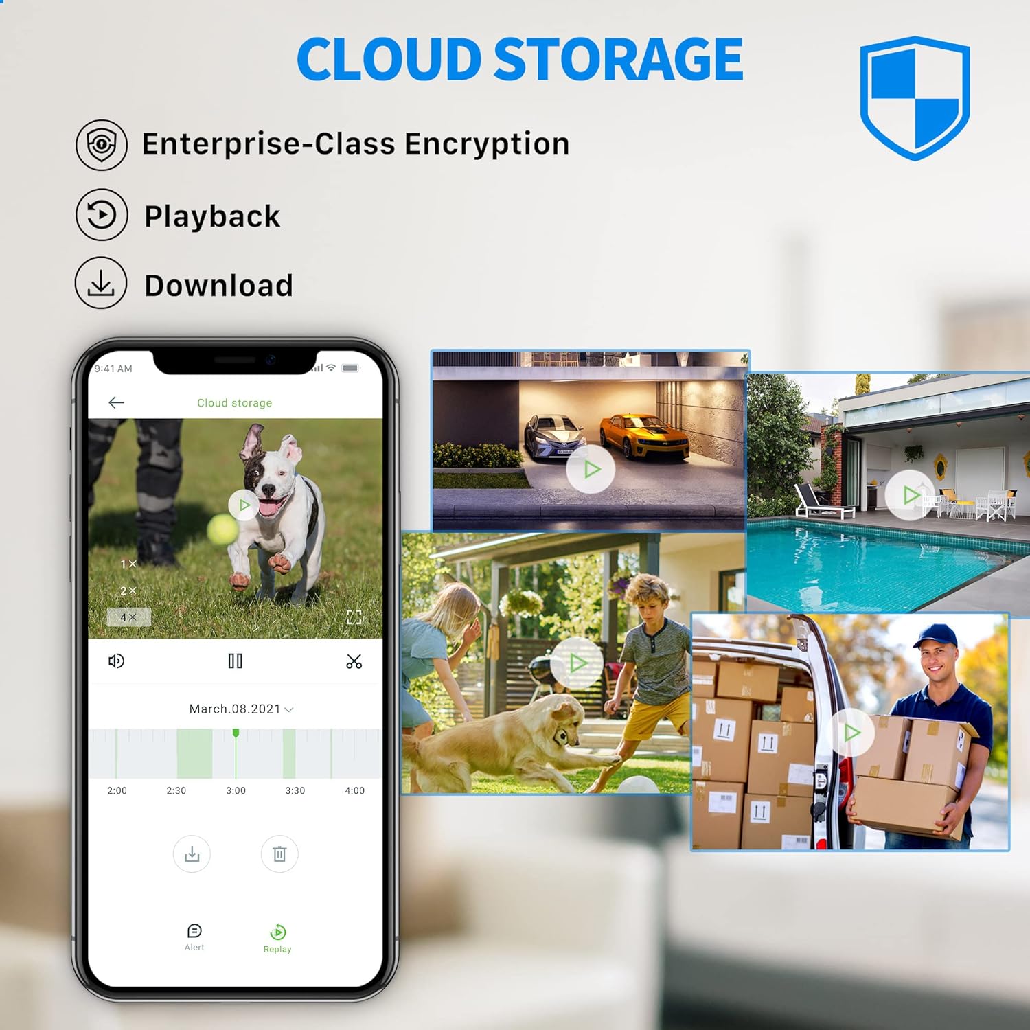 Septekon Cámara de seguridad 2K para exteriores, paquete de 2, cámaras de seguridad WiFi 2.4G con sirena inteligente, visión nocturna, detección de