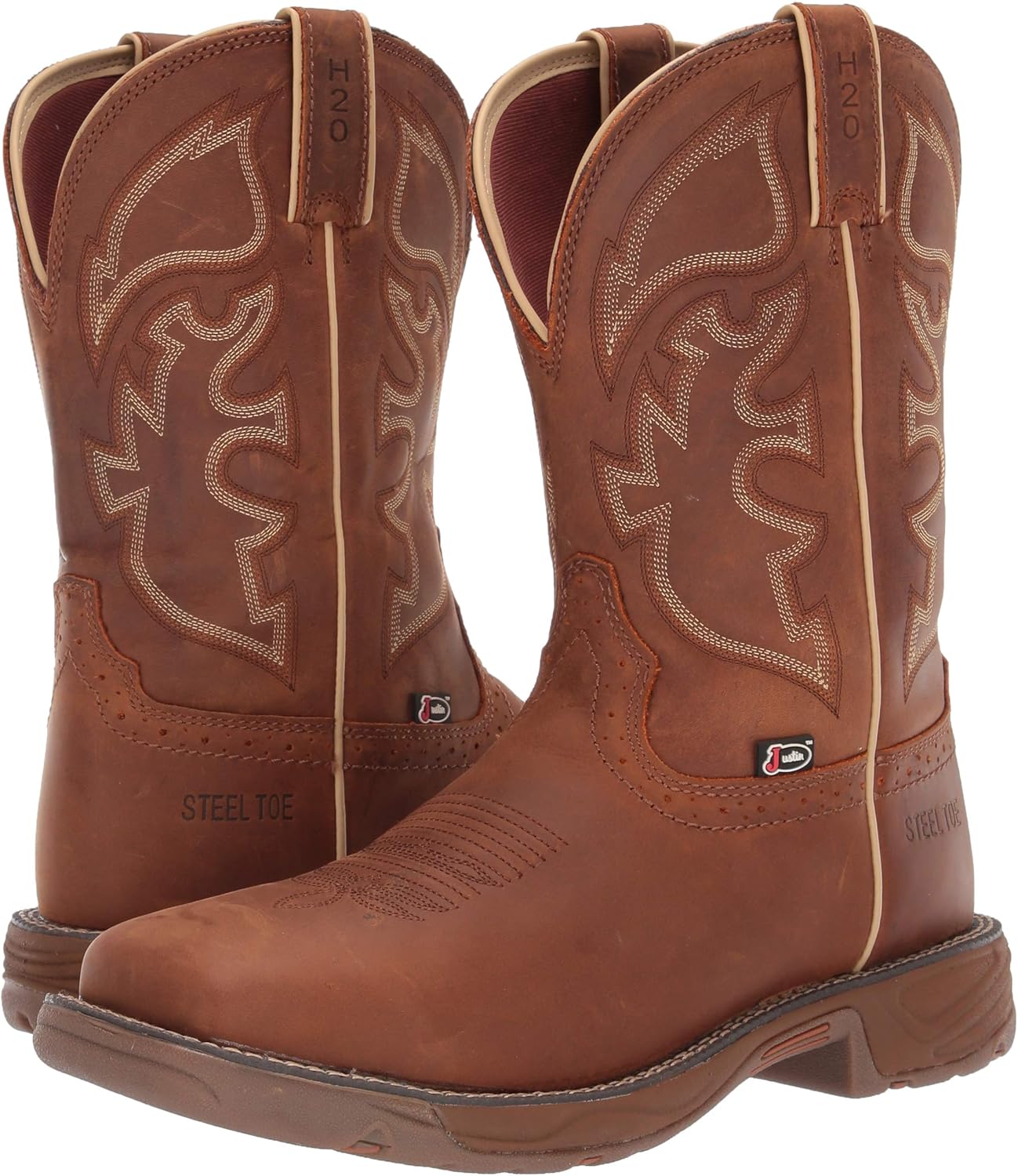 JUSTIN Botas de trabajo occidentales impermeables Stampede Rush para hombre con punta de acero – Wk4331