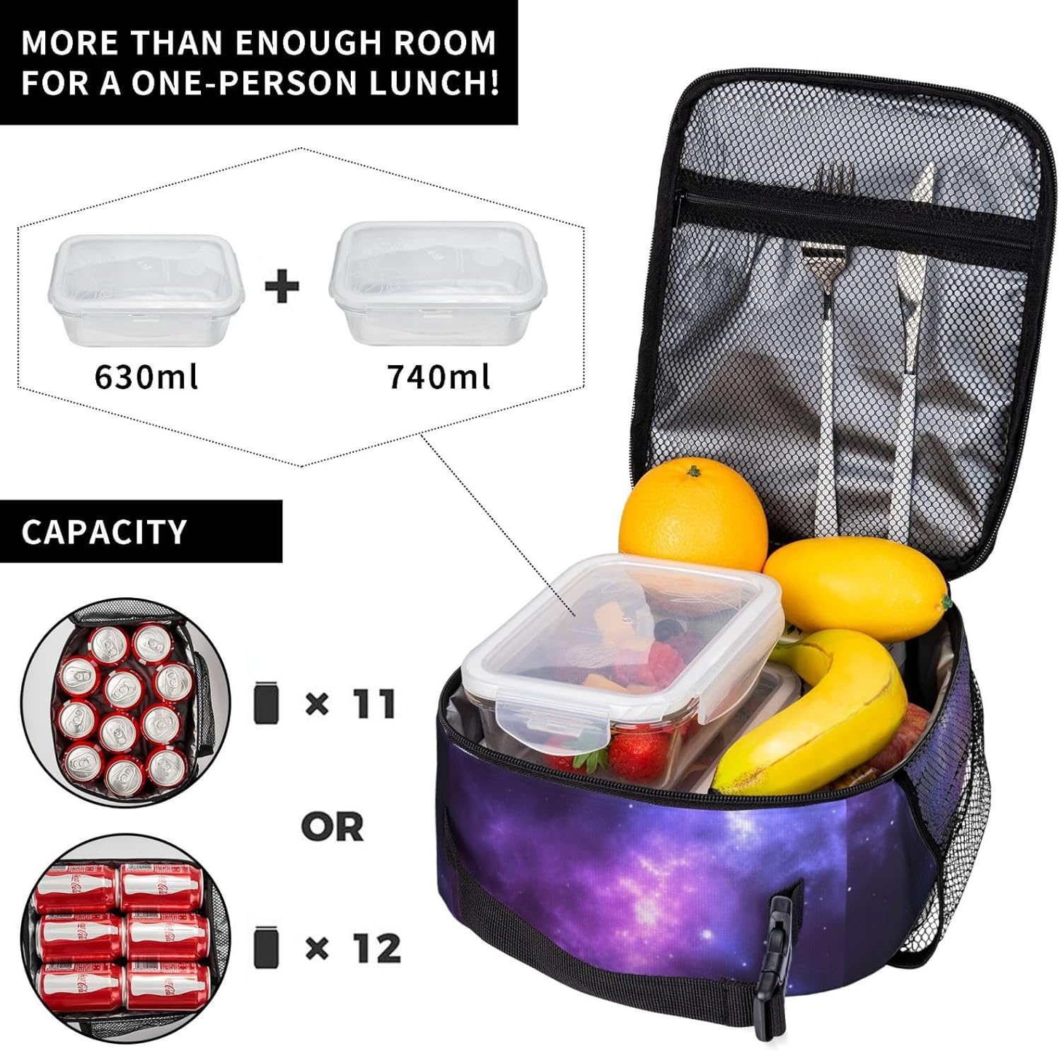 Magic Galaxy Sky – Lonchera térmica para mujeres y hombres, reutilizable, a prueba de fugas, bolsa de almuerzo refrigerante, portátil, para viajes,
